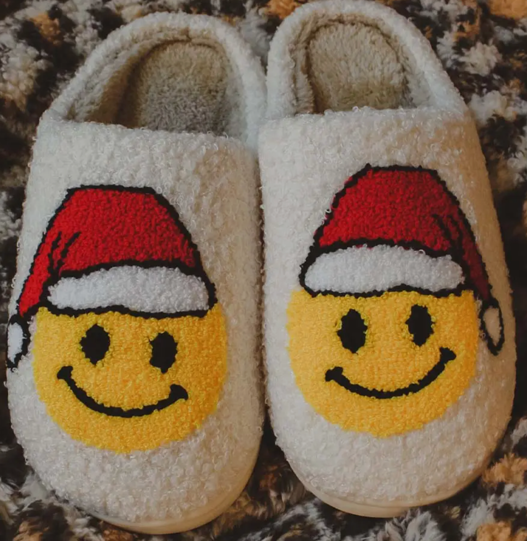 Santa Smiley Face Slippers