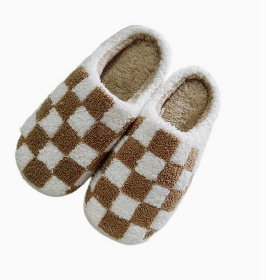 Mocha Checkered Slippers