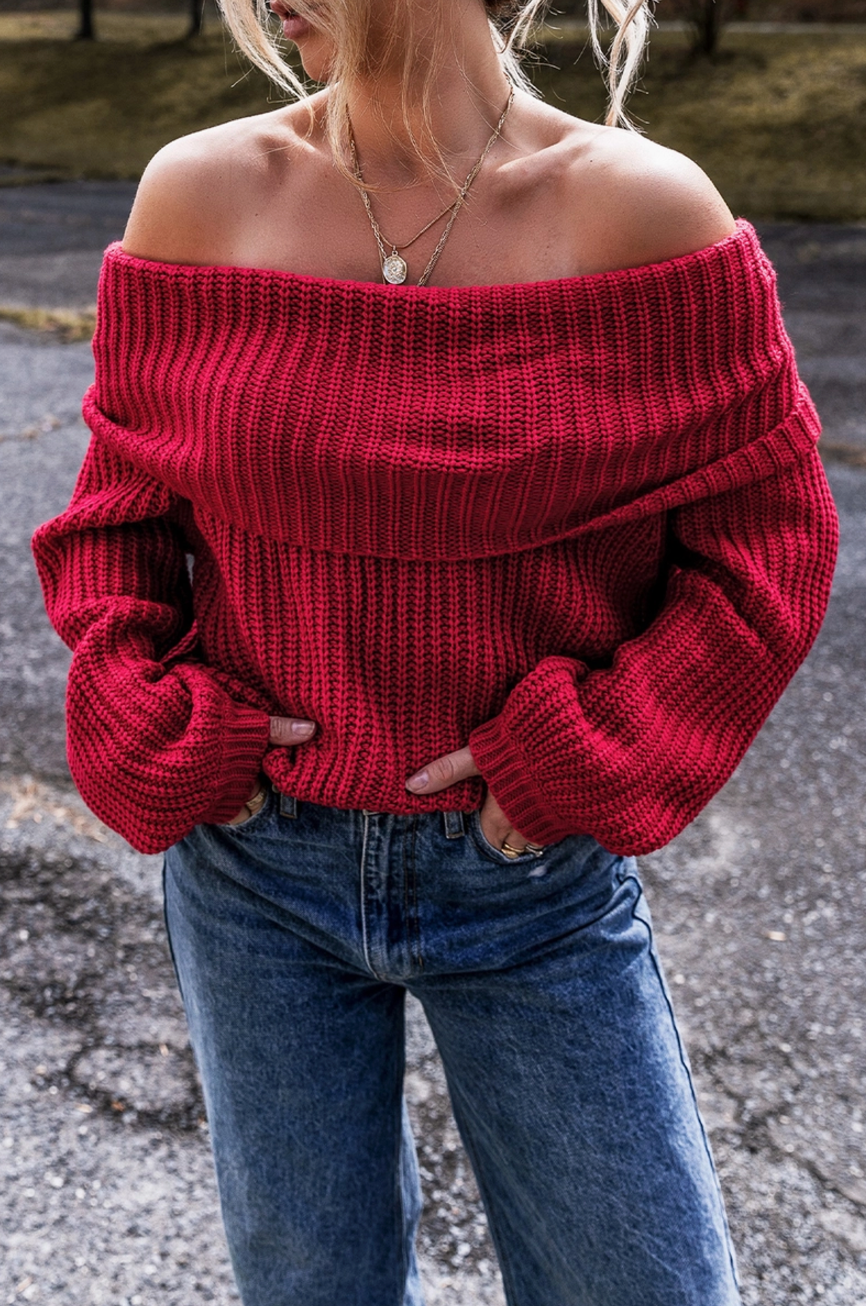 Off Shoulder Knit Sweater